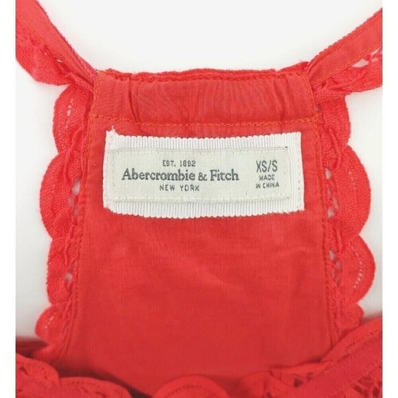 Abercrombie & Fitch Top Womens XS-S Hot Pink Tank Lace Crochet Detailed Cropped - Picture 2 of 12